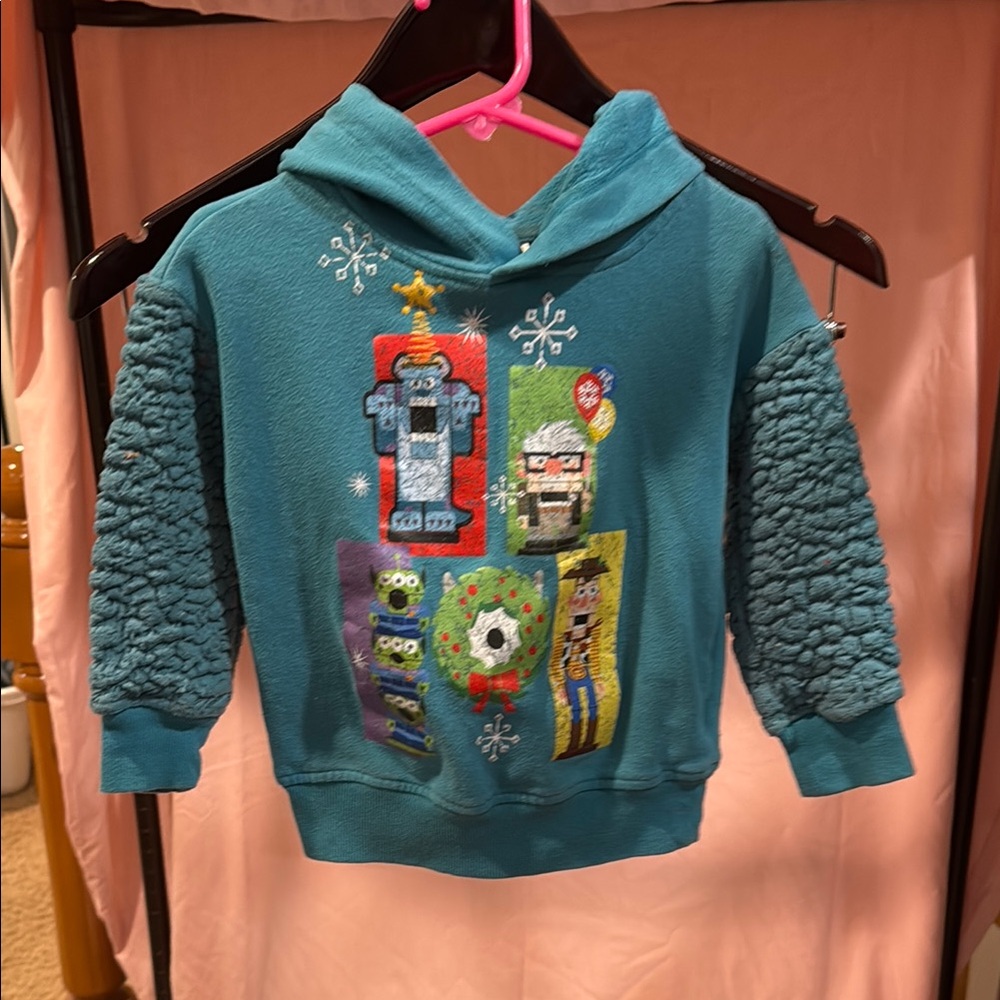 Kids' Teal Disney Character Christmas Graphic Hoodie